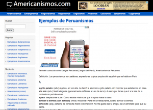 Peru Spanish Slang Ejemplos de Peruanismos