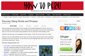 Peru Spanish Slang How to Peru