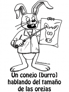 Spanish idioms: Puerto Rico Spanish Slang Un conejo hablando del tamano de las orejas
