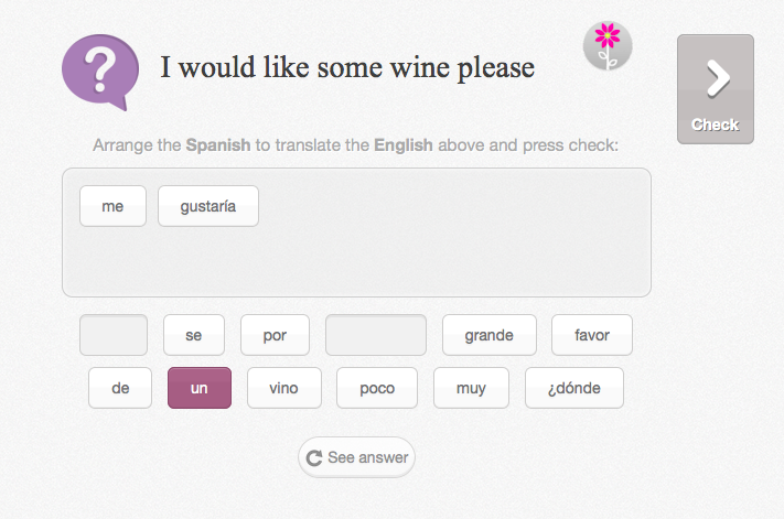 Word Order - I would like some wine please, partial