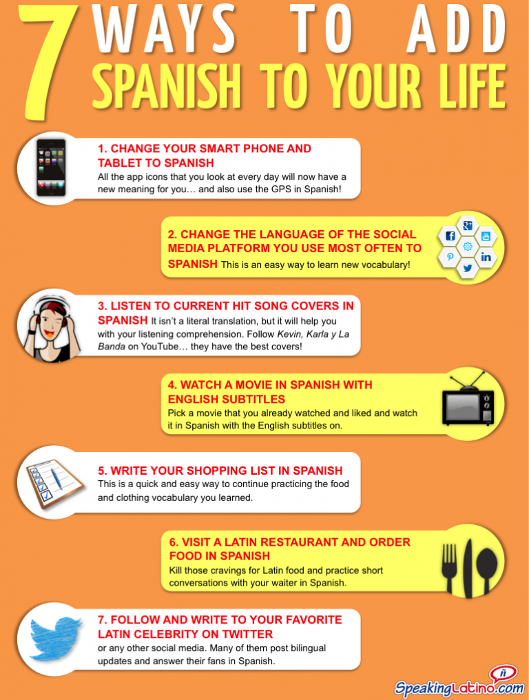 7 Ways To Add Spanish To Your Life INFOGRAPHIC   7 Ways To Add Spanish To Your Life Infographic V1 1 768x1016 