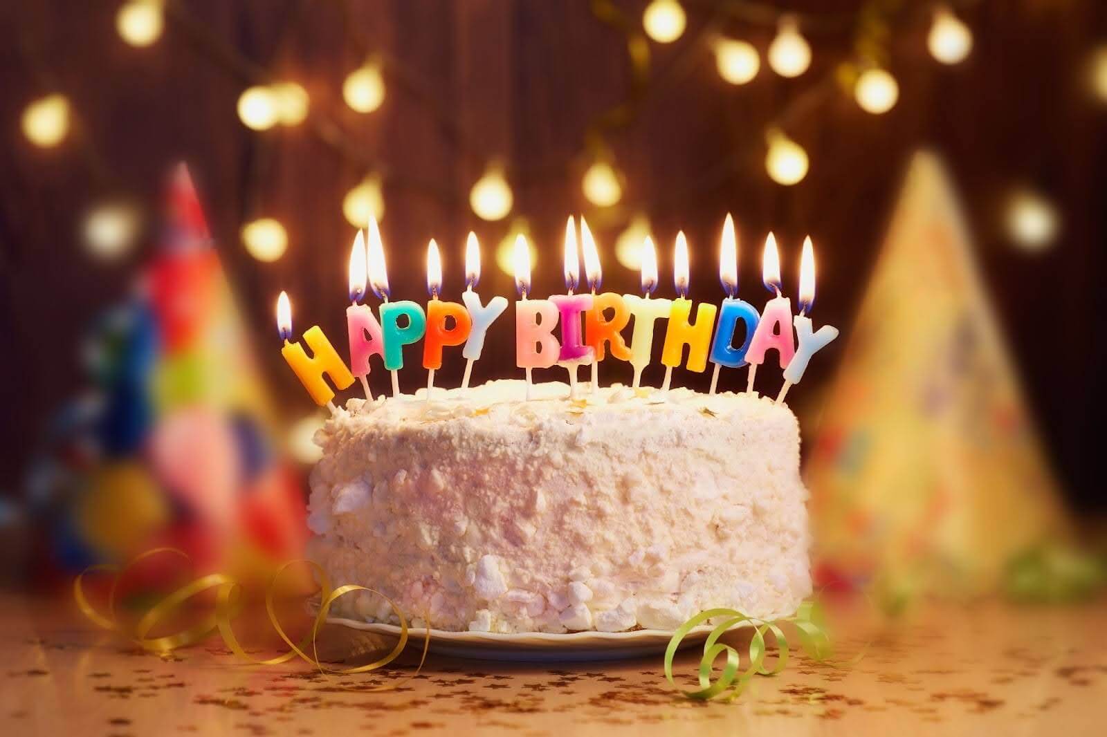 A birthday cake with candles