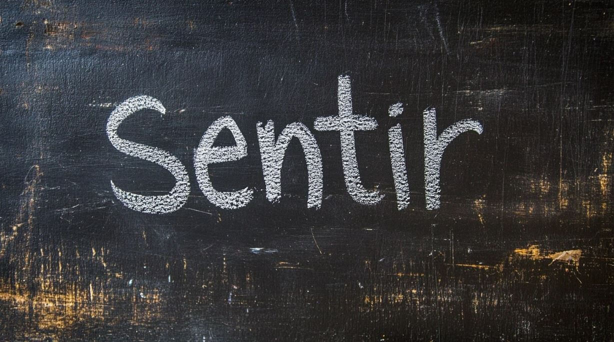 The word sentir written with chalk on a blackboard