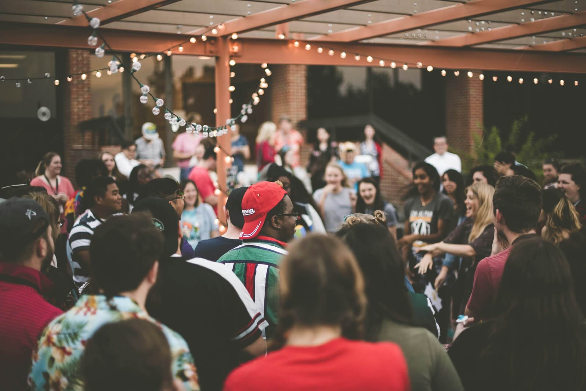 A large group of people having a party