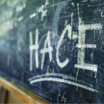 The word hacer written with chalk on a blackboard