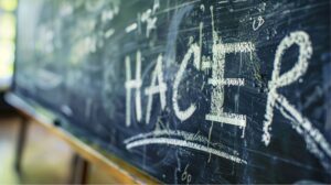 The word hacer written with chalk on a blackboard