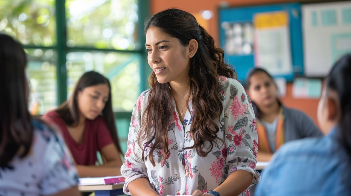 A female teacher during a Spanish class